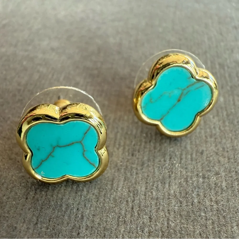 New Clover Turquoise Stud Earrings